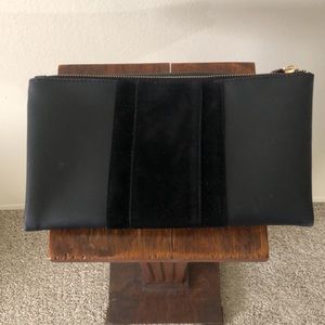 Summer & Rose clutch.  Black. Velvet detail. Clean. Minor scratching